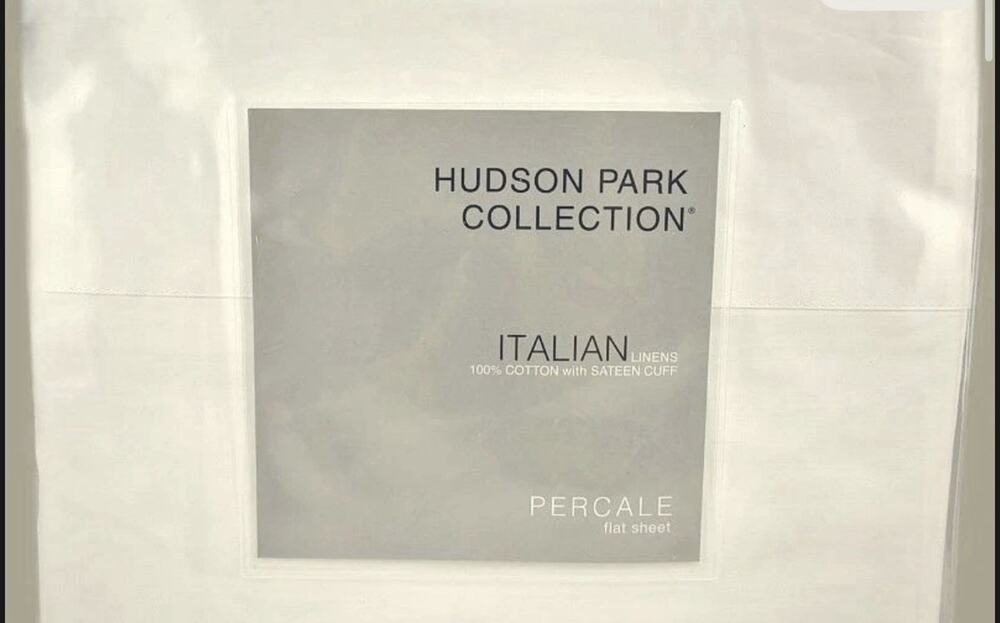 Hudson Park Italian Linens Sateen Cuff QUEEN Flat Sheet White